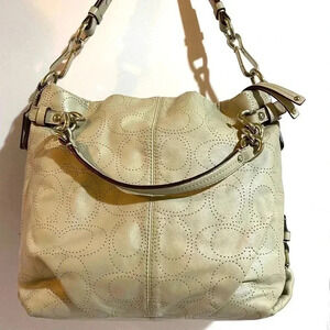 Coach grey leather satchel handbag